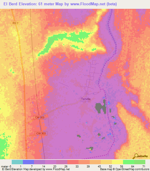 El Berd,Algeria Elevation Map