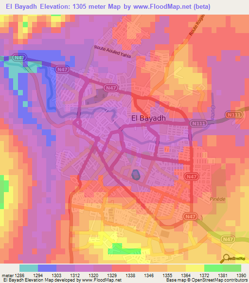 El Bayadh,Algeria Elevation Map
