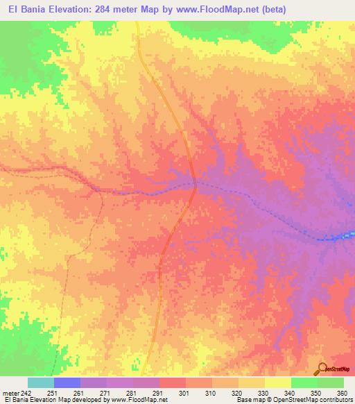 El Bania,Algeria Elevation Map