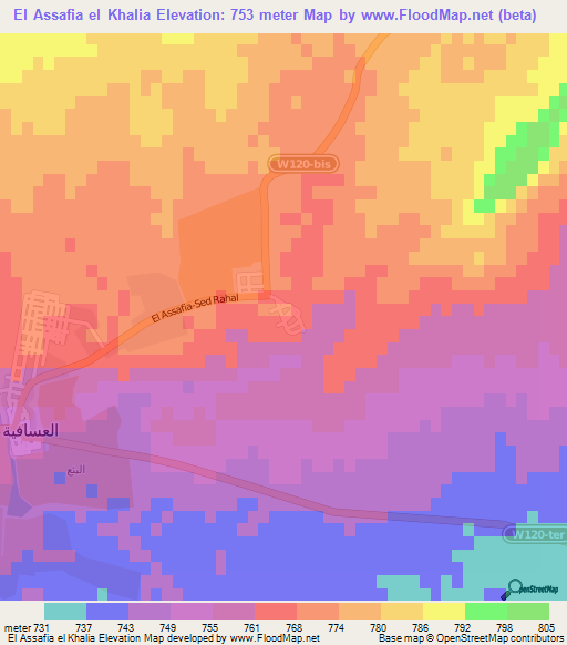 El Assafia el Khalia,Algeria Elevation Map