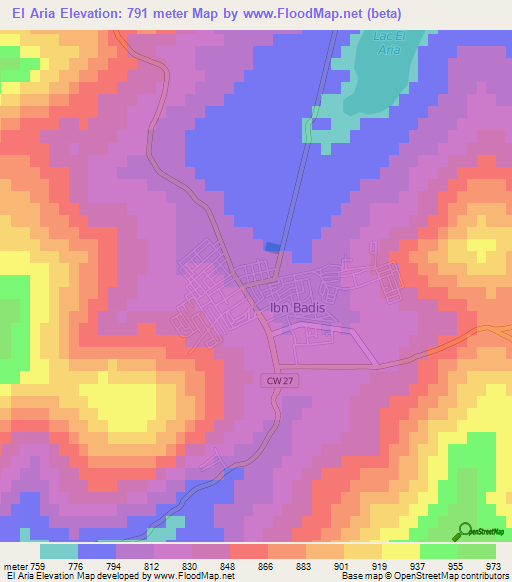 El Aria,Algeria Elevation Map
