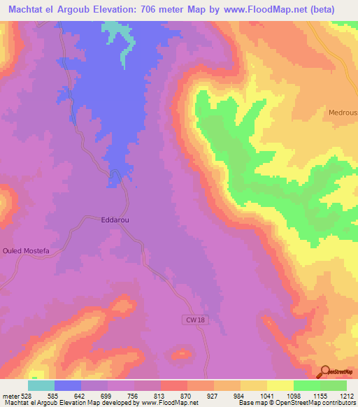 Machtat el Argoub,Algeria Elevation Map