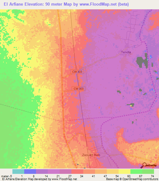 El Arfiane,Algeria Elevation Map