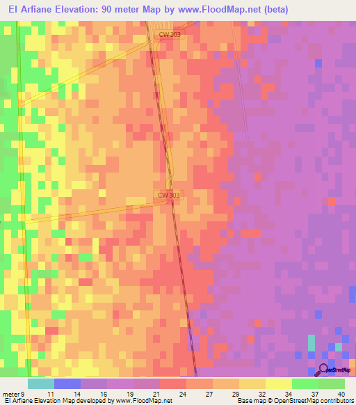 El Arfiane,Algeria Elevation Map