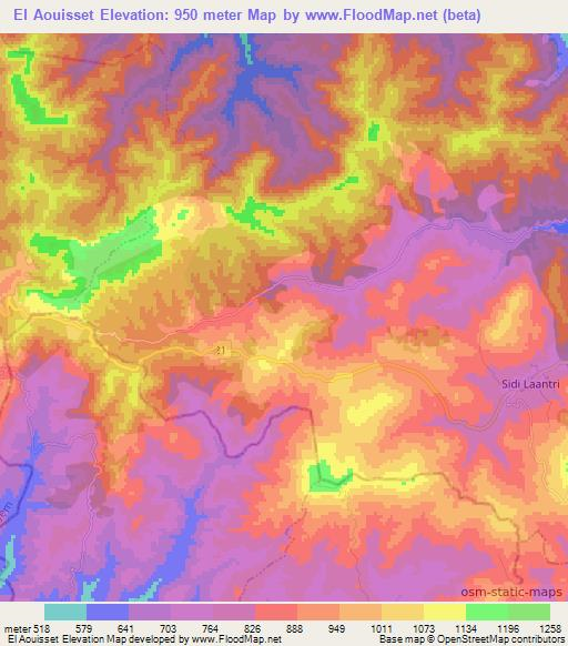 El Aouisset,Algeria Elevation Map
