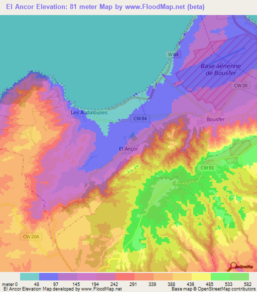 El Ancor,Algeria Elevation Map