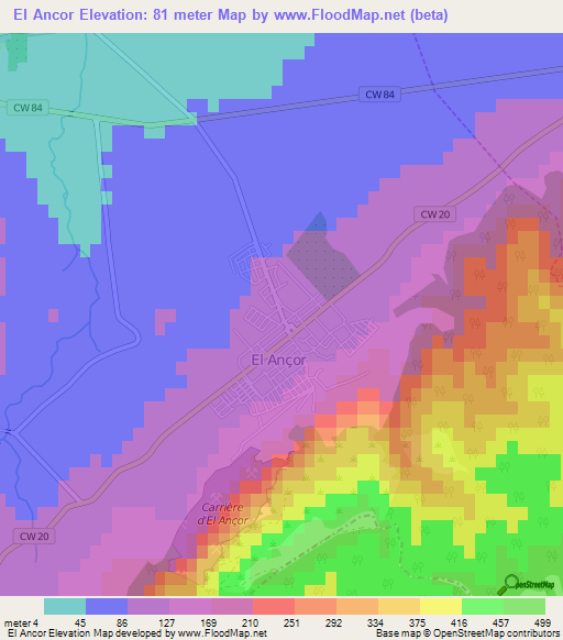 El Ancor,Algeria Elevation Map