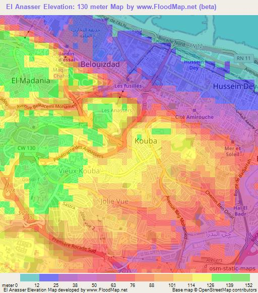 El Anasser,Algeria Elevation Map
