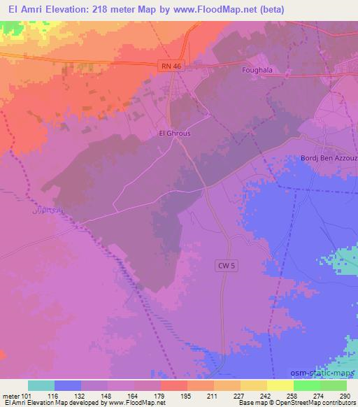 El Amri,Algeria Elevation Map