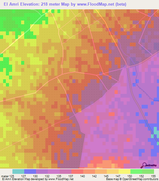 El Amri,Algeria Elevation Map