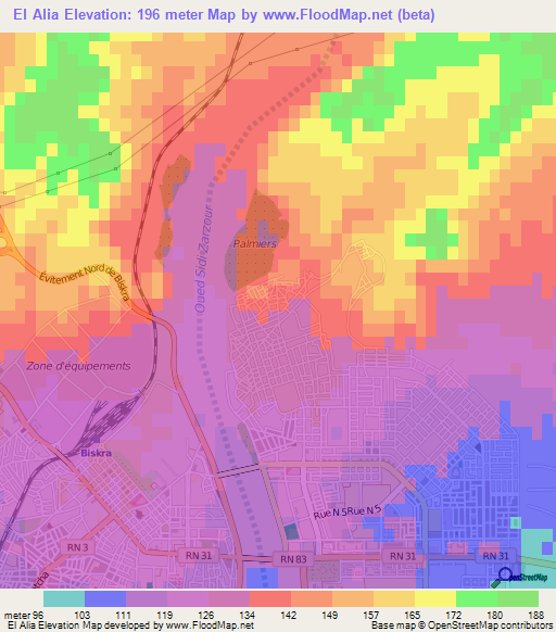 El Alia,Algeria Elevation Map