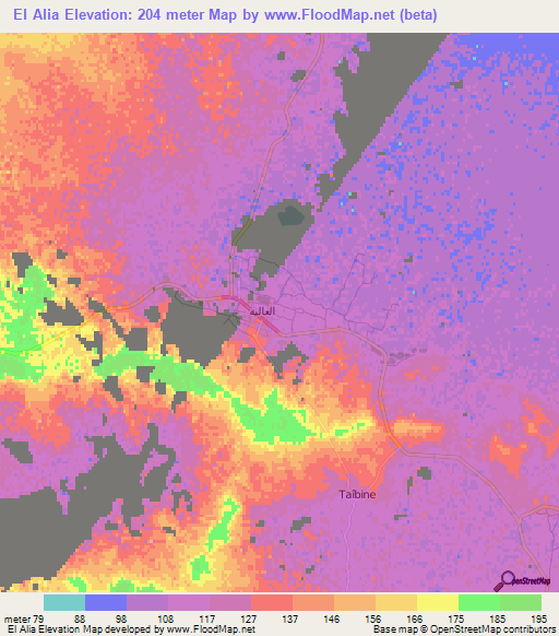 El Alia,Algeria Elevation Map