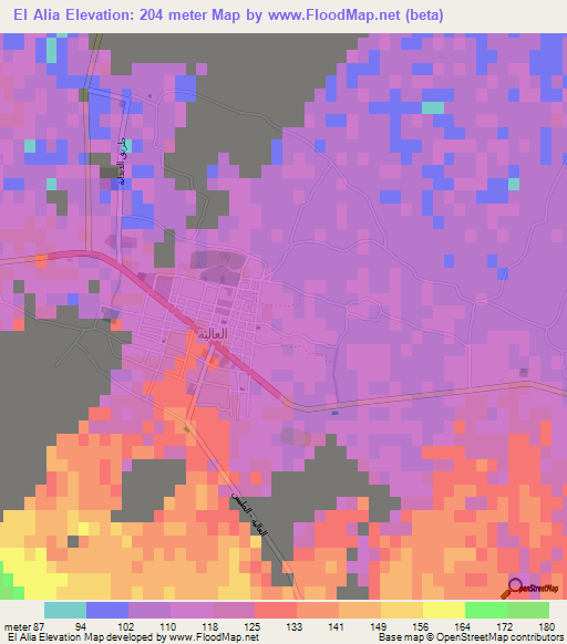 El Alia,Algeria Elevation Map