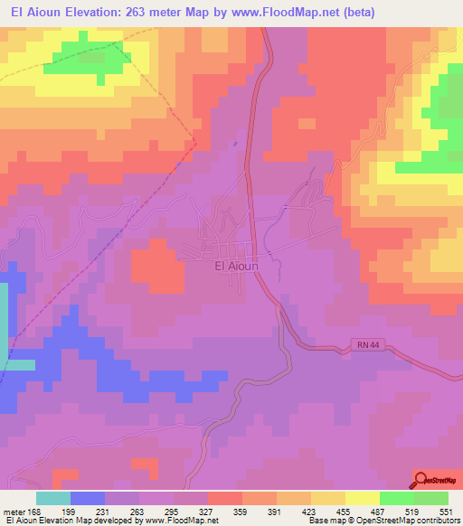 El Aioun,Algeria Elevation Map