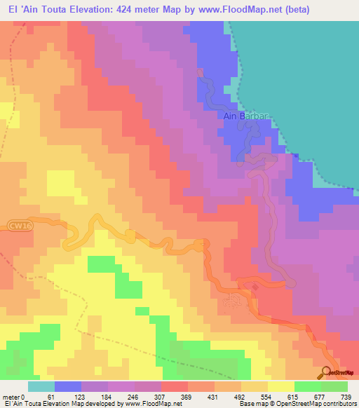 El 'Ain Touta,Algeria Elevation Map