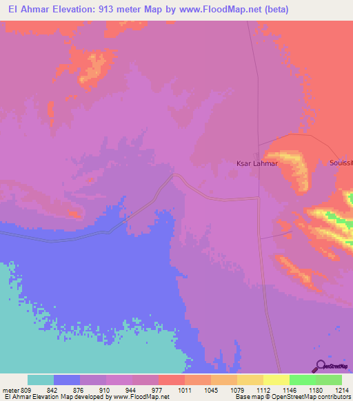 El Ahmar,Algeria Elevation Map