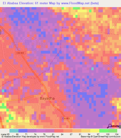 El Ababsa,Algeria Elevation Map