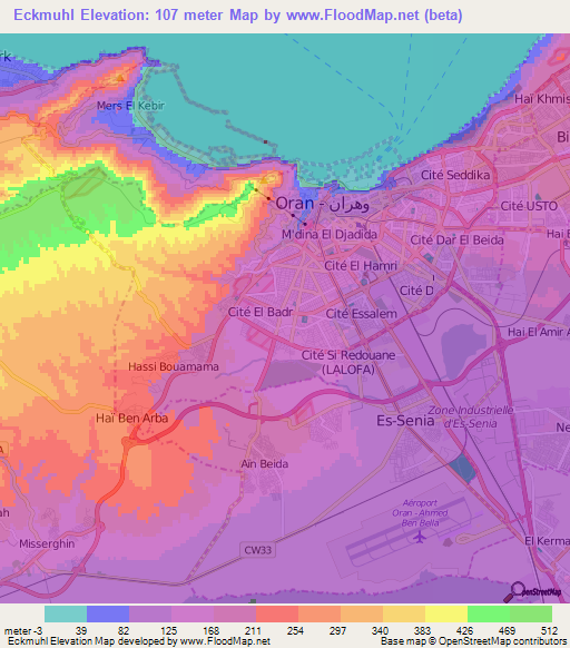 Eckmuhl,Algeria Elevation Map