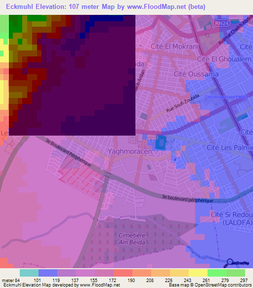 Eckmuhl,Algeria Elevation Map