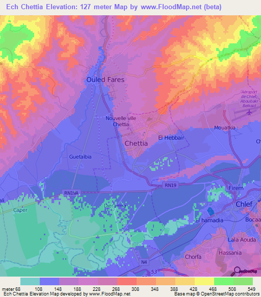 Ech Chettia,Algeria Elevation Map