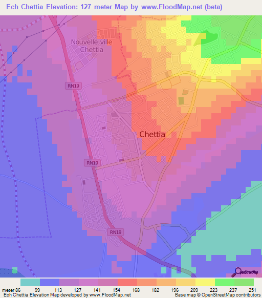 Ech Chettia,Algeria Elevation Map
