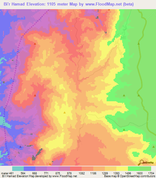Bi'r Hamad,Jordan Elevation Map