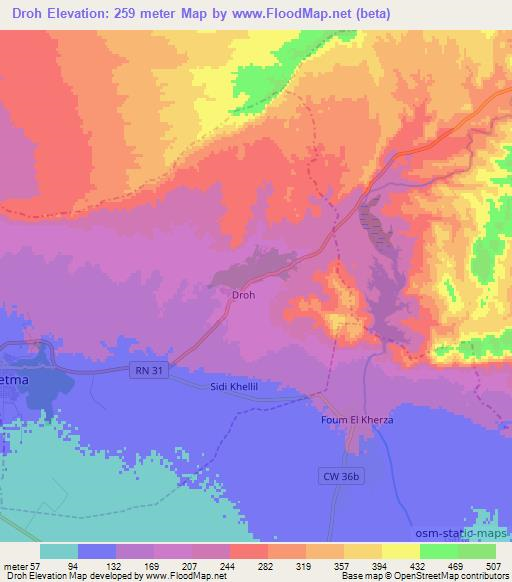 Droh,Algeria Elevation Map