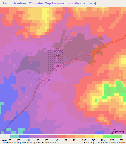 Droh,Algeria Elevation Map