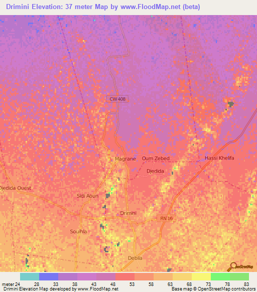 Drimini,Algeria Elevation Map