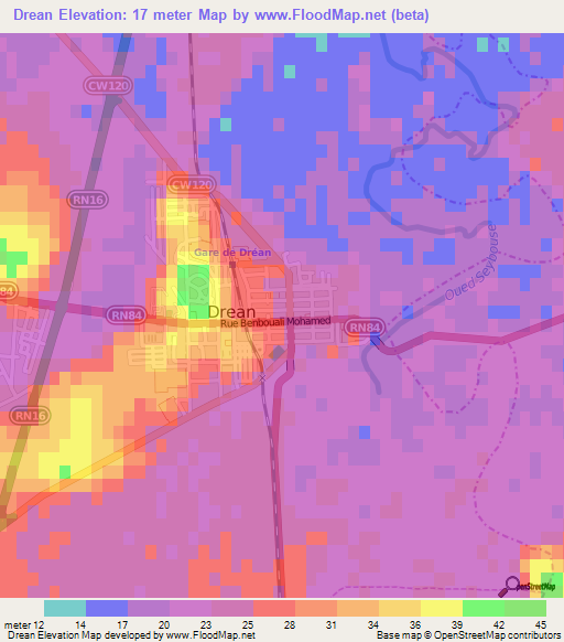 Drean,Algeria Elevation Map