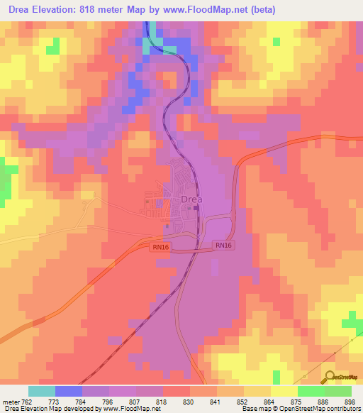 Drea,Algeria Elevation Map