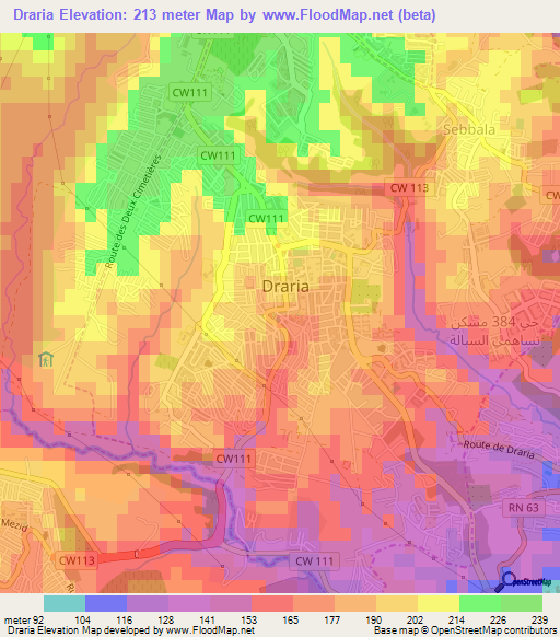 Draria,Algeria Elevation Map