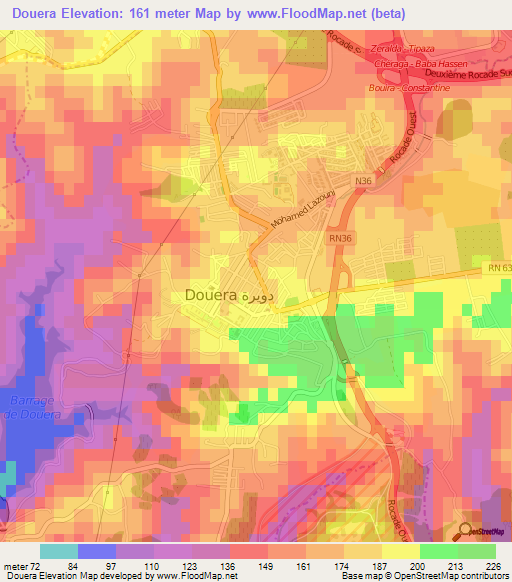 Douera,Algeria Elevation Map