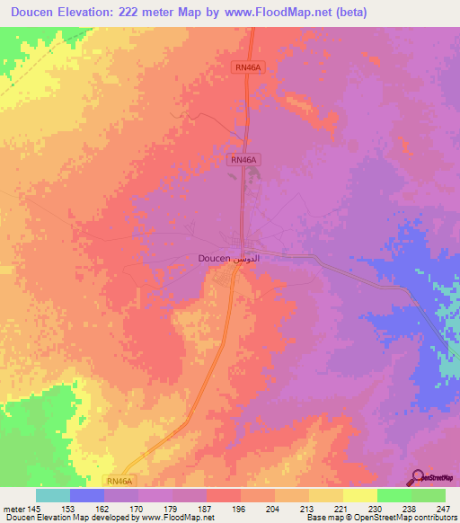 Doucen,Algeria Elevation Map