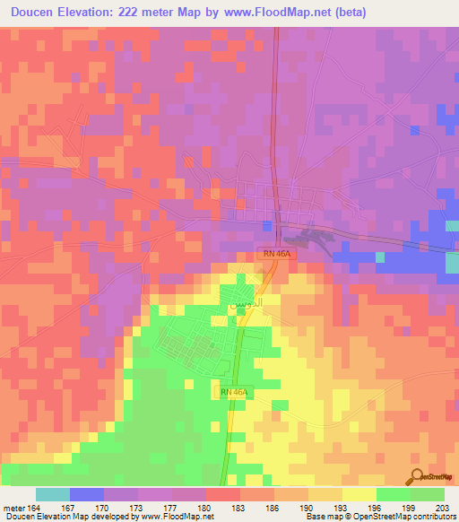 Doucen,Algeria Elevation Map