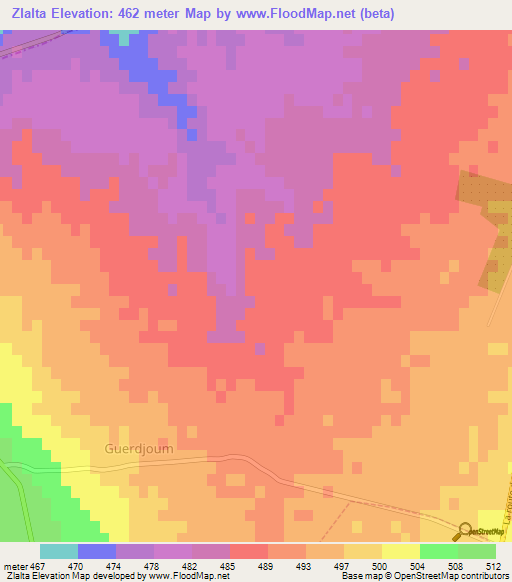 Zlalta,Algeria Elevation Map