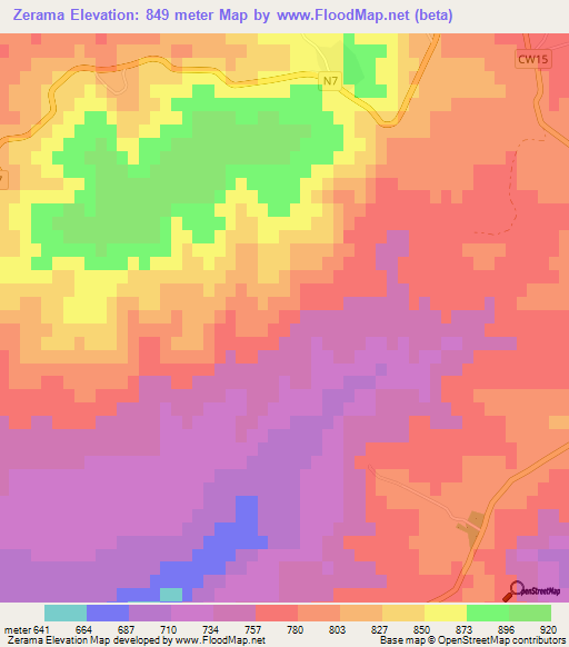 Zerama,Algeria Elevation Map