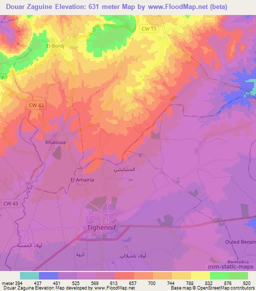 Douar Zaguine,Algeria Elevation Map