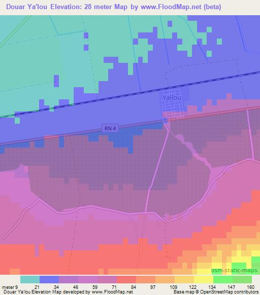 Douar Ya'lou,Algeria Elevation Map