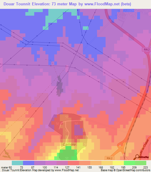 Douar Tounnit,Algeria Elevation Map
