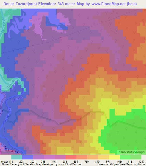 Douar Tazardjount,Algeria Elevation Map