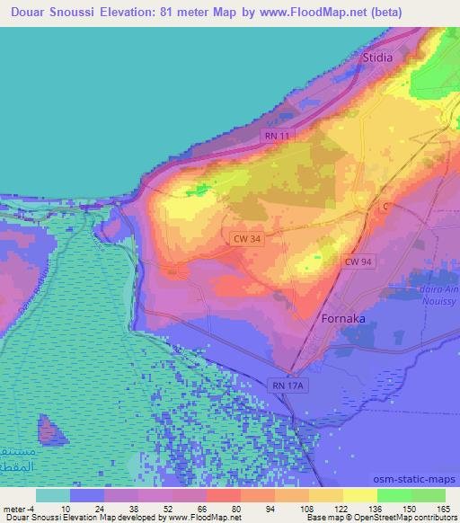 Douar Snoussi,Algeria Elevation Map