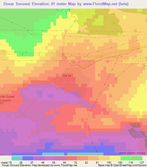 Douar Snoussi,Algeria Elevation Map
