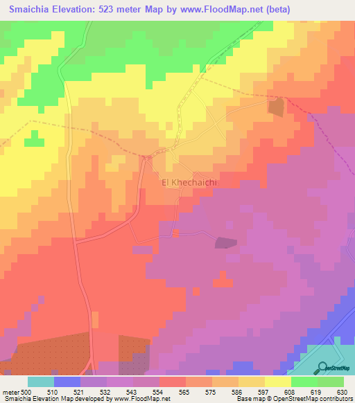 Smaichia,Algeria Elevation Map