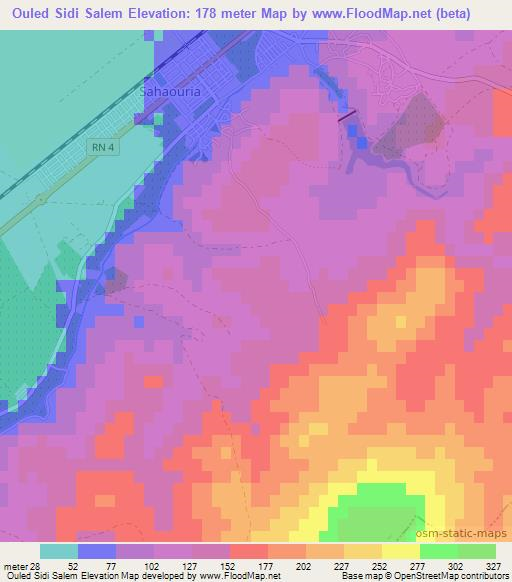 Ouled Sidi Salem,Algeria Elevation Map
