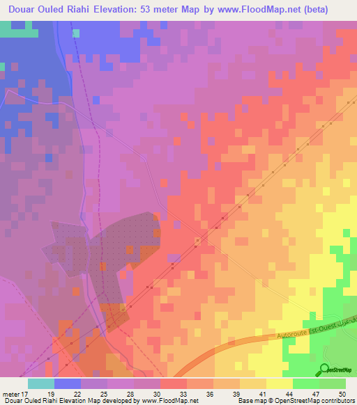 Douar Ouled Riahi,Algeria Elevation Map