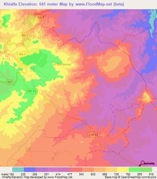 Khlalfa,Algeria Elevation Map