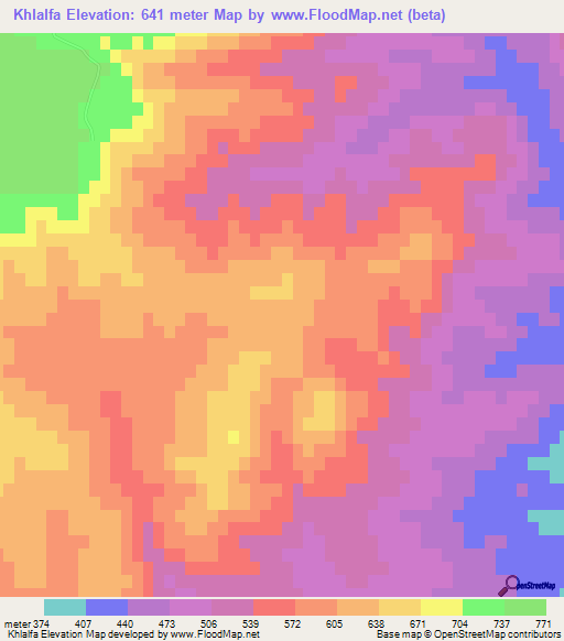 Khlalfa,Algeria Elevation Map