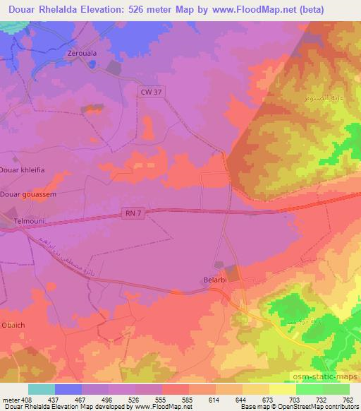 Douar Rhelalda,Algeria Elevation Map