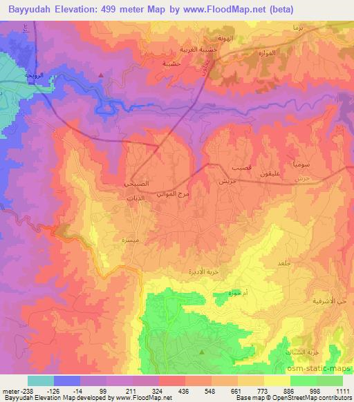 Bayyudah,Jordan Elevation Map